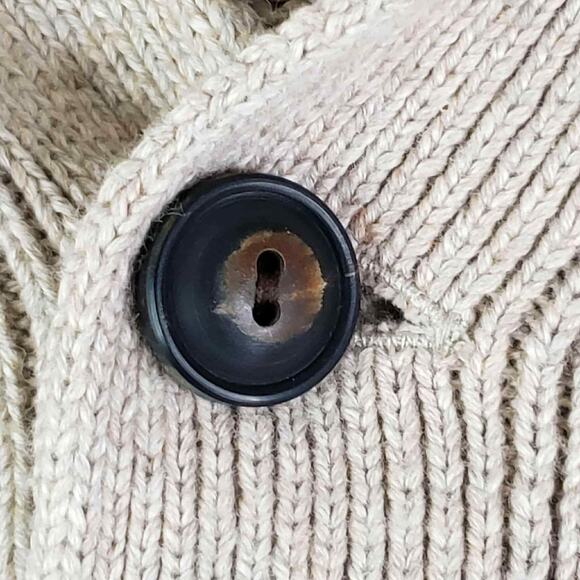 Polo Ralph Lauren Sweater Mens Henley Beige Size XL Chunky Knit Preppy Neutral - Picture 4 of 10